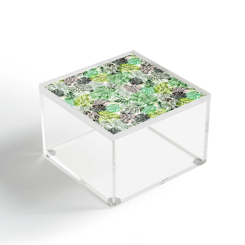 Ninola Design Tropical Jungle Monstera Leaves Green Acrylic Box