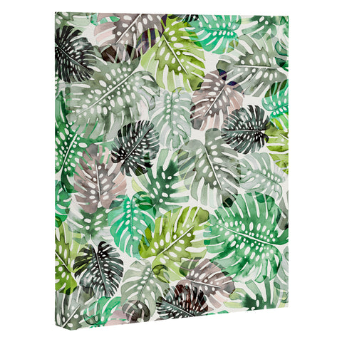 Ninola Design Tropical Jungle Monstera Leaves Green Art Canvas