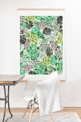 Ninola Design Tropical Jungle Monstera Leaves Green Art Print And Hanger