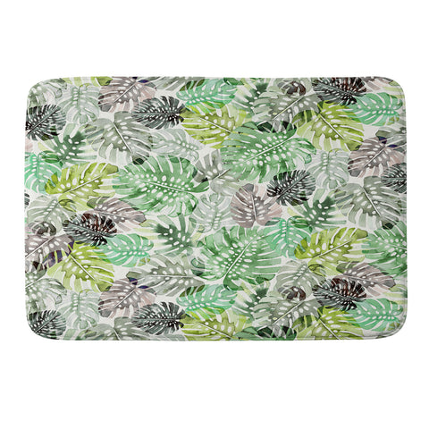 Ninola Design Tropical Jungle Monstera Leaves Green Memory Foam Bath Mat