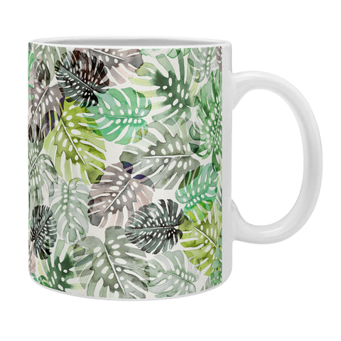 Ninola Design Tropical Jungle Monstera Leaves Green Coffee Mug