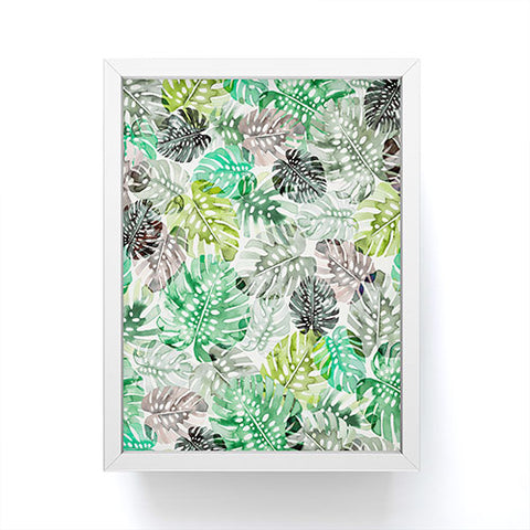 Ninola Design Tropical Jungle Monstera Leaves Green Framed Mini Art Print