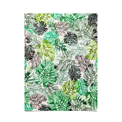 Ninola Design Tropical Jungle Monstera Leaves Green Poster