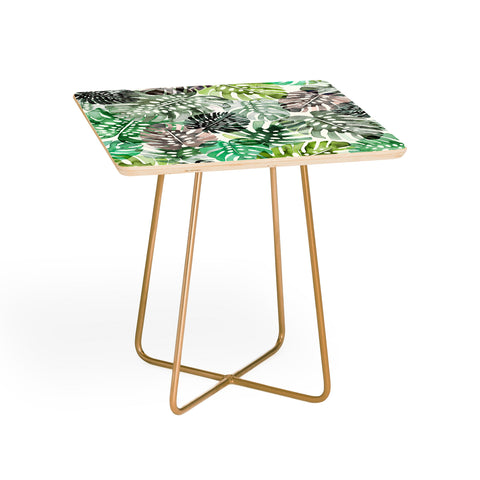 Ninola Design Tropical Jungle Monstera Leaves Green Side Table