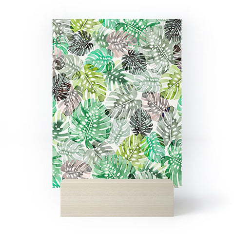 Ninola Design Tropical Jungle Monstera Leaves Green Mini Art Print