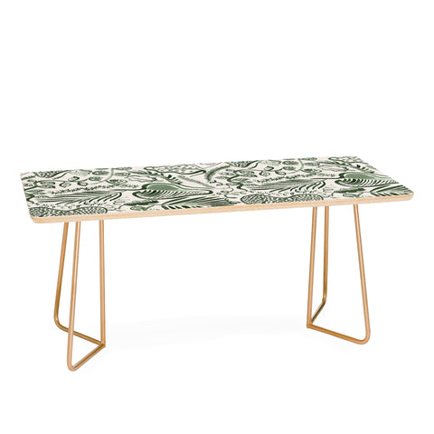 Ninola Design Tropical leaves forest Green Coffee Table