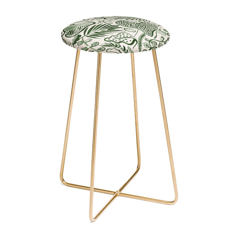 Ninola Design Tropical leaves forest Green Counter Stool
