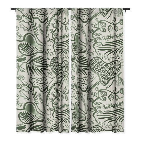 Ninola Design Tropical leaves forest Green Blackout Non Repeat