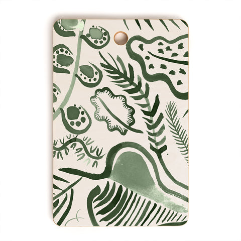 Ninola Design Tropical leaves forest Green Cutting Board Rectangle