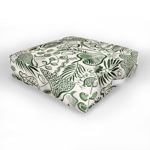 Ninola Design Tropical leaves forest Green Outdoor Floor Cushion