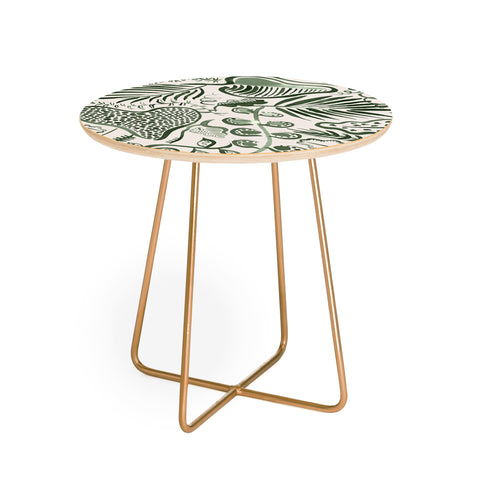 Ninola Design Tropical leaves forest Green Round Side Table