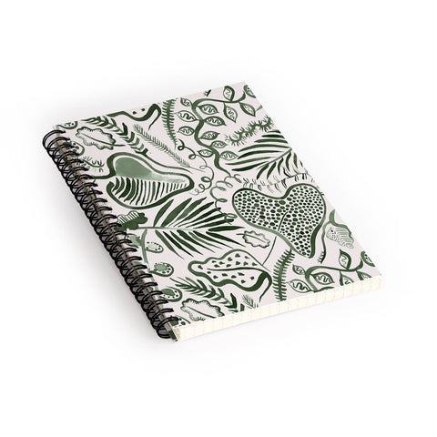 Ninola Design Tropical leaves forest Green Spiral Notebook