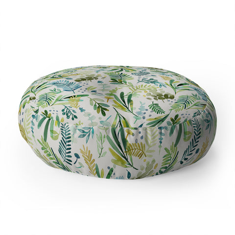 Ninola Design Tuscany Olive Green Leaves Floor Pillow Round