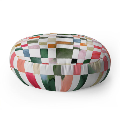 Ninola Design Watercolor checker Yuletide Floor Pillow Round