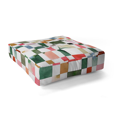Ninola Design Watercolor checker Yuletide Floor Pillow Square