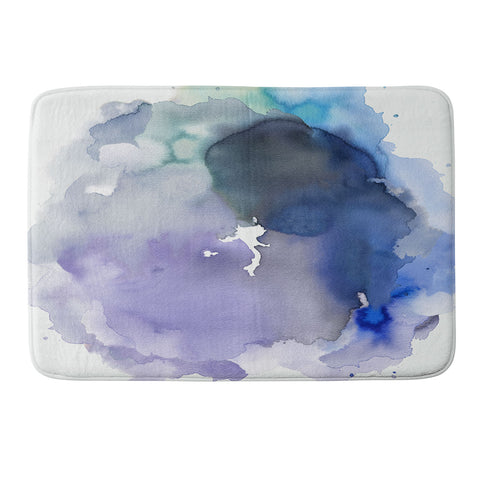 Ninola Design Watercolor Circle Blue Memory Foam Bath Mat