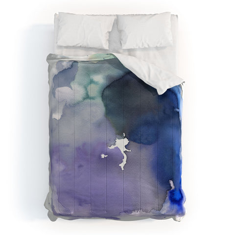 Ninola Design Watercolor Circle Blue Comforter