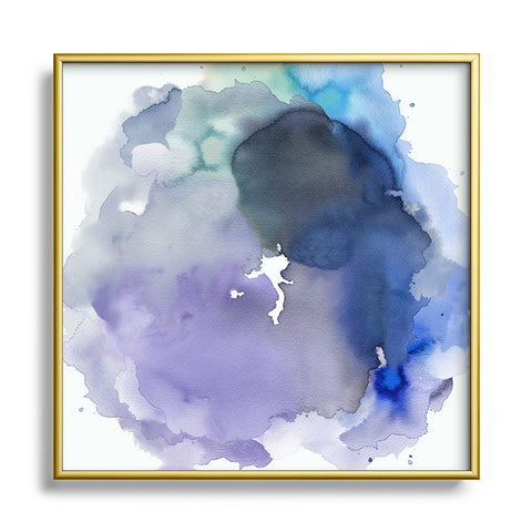 Ninola Design Watercolor Circle Blue Square Metal Framed Art Print