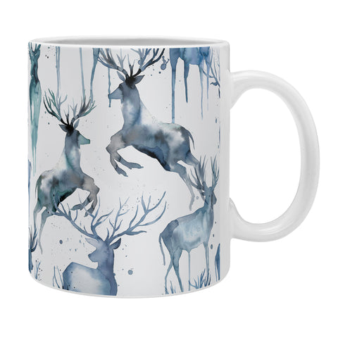 Ninola Design Watercolor Deers Cold Blue Coffee Mug