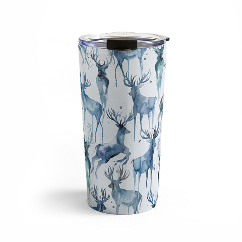 Ninola Design Watercolor Deers Cold Blue Travel Mug