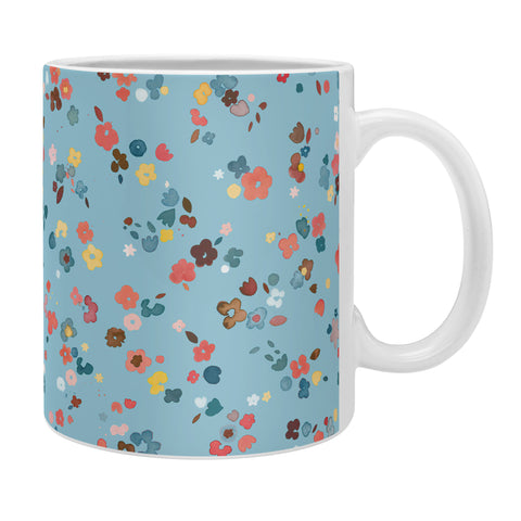 Ninola Design Watercolor Ditsy Flowers Blue Coffee Mug
