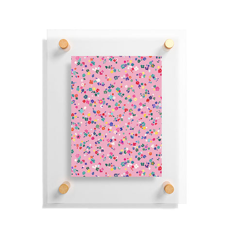 Ninola Design Watercolor Ditsy Flowers Pink Floating Acrylic Print