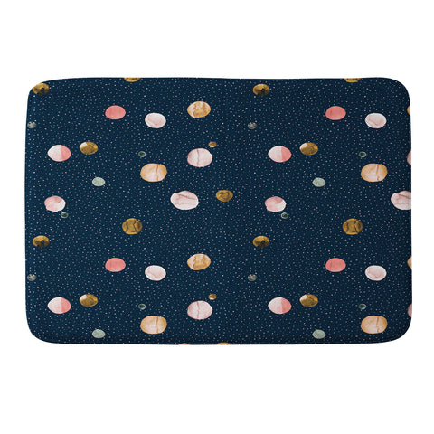 Ninola Design Watercolor Dots Mineral Navy Memory Foam Bath Mat