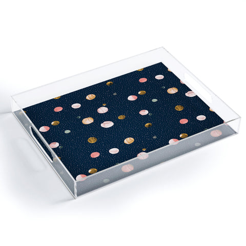 Ninola Design Watercolor Dots Mineral Navy Acrylic Tray
