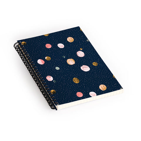 Ninola Design Watercolor Dots Mineral Navy Spiral Notebook