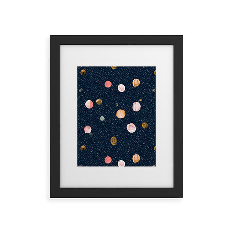 Ninola Design Watercolor Dots Mineral Navy Framed Art Print