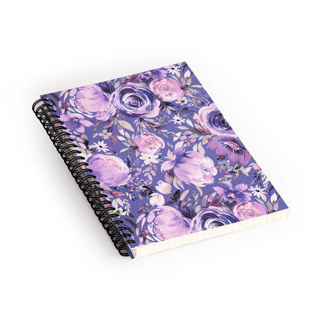 Ninola Design Watercolor Floral Very Peri Spiral Notebook