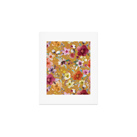Ninola Design Watercolor flowers bouquet Mustard Art Print
