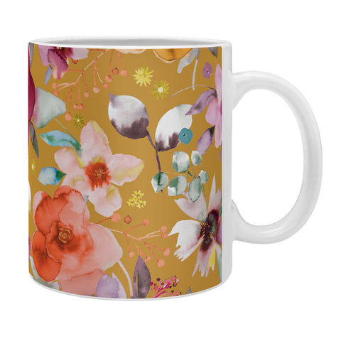 Ninola Design Watercolor flowers bouquet Mustard Coffee Mug