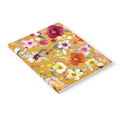 Ninola Design Watercolor flowers bouquet Mustard Notebook