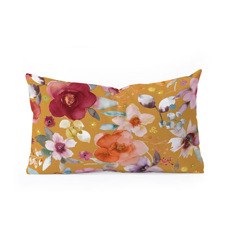Ninola Design Watercolor flowers bouquet Mustard Oblong Throw Pillow