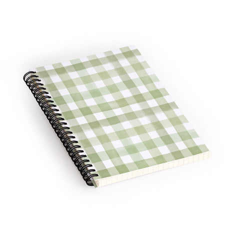 Ninola Design Watercolor Gingham Salad Green Spiral Notebook