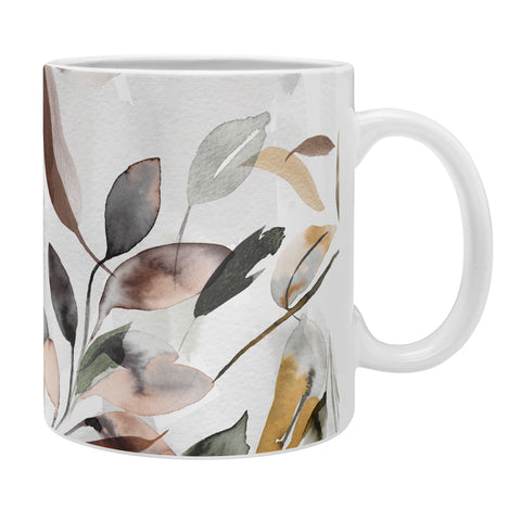 Ninola Design Watercolor Leaves Green gray Coffee Mug