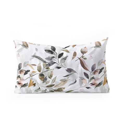 Ninola Design Watercolor Leaves Green gray Oblong Throw Pillow