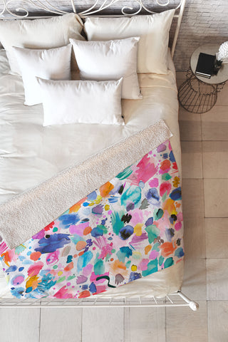 Ninola Design Watercolor Painterly Scribbles Fleece Throw Blanket
