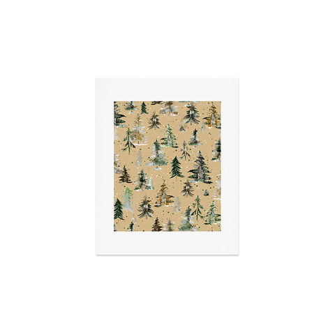 Ninola Design Watercolor Pines Spruces Beige Art Print