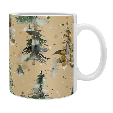 Ninola Design Watercolor Pines Spruces Beige Coffee Mug