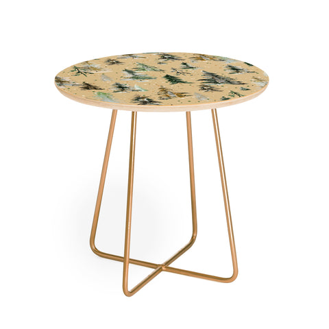 Ninola Design Watercolor Pines Spruces Beige Round Side Table
