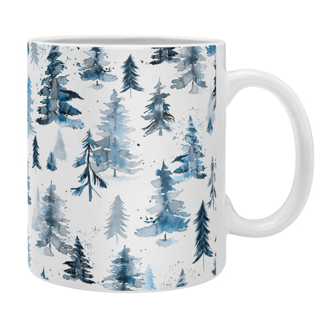 Ninola Design Watercolor Pines Spruces Blue Coffee Mug