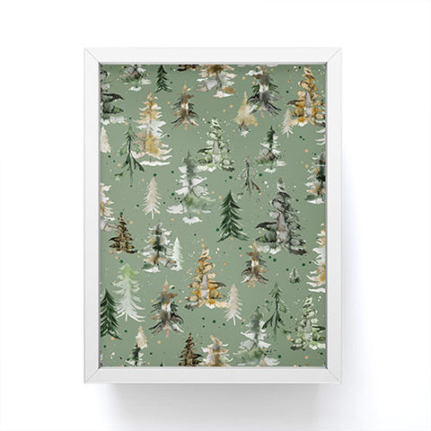 Ninola Design Watercolor Pines Spruces Green Framed Mini Art Print