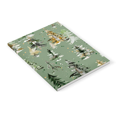 Ninola Design Watercolor Pines Spruces Green Notebook