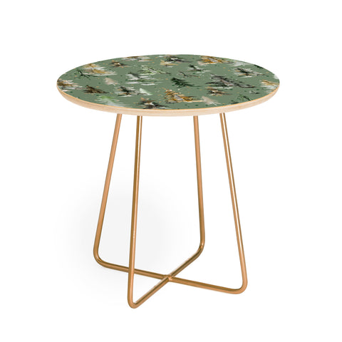 Ninola Design Watercolor Pines Spruces Green Round Side Table