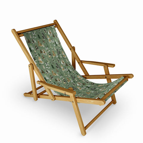 Ninola Design Watercolor Pines Spruces Green Sling Chair