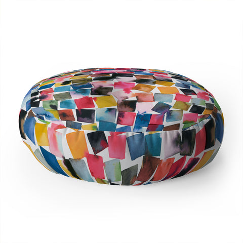 Ninola Design Watercolor plaids Multi Floor Pillow Round
