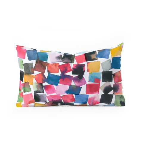 Ninola Design Watercolor plaids Multi Oblong Throw Pillow