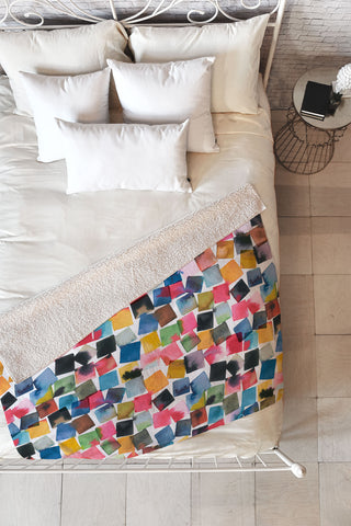 Ninola Design Watercolor plaids Multi Fleece Throw Blanket